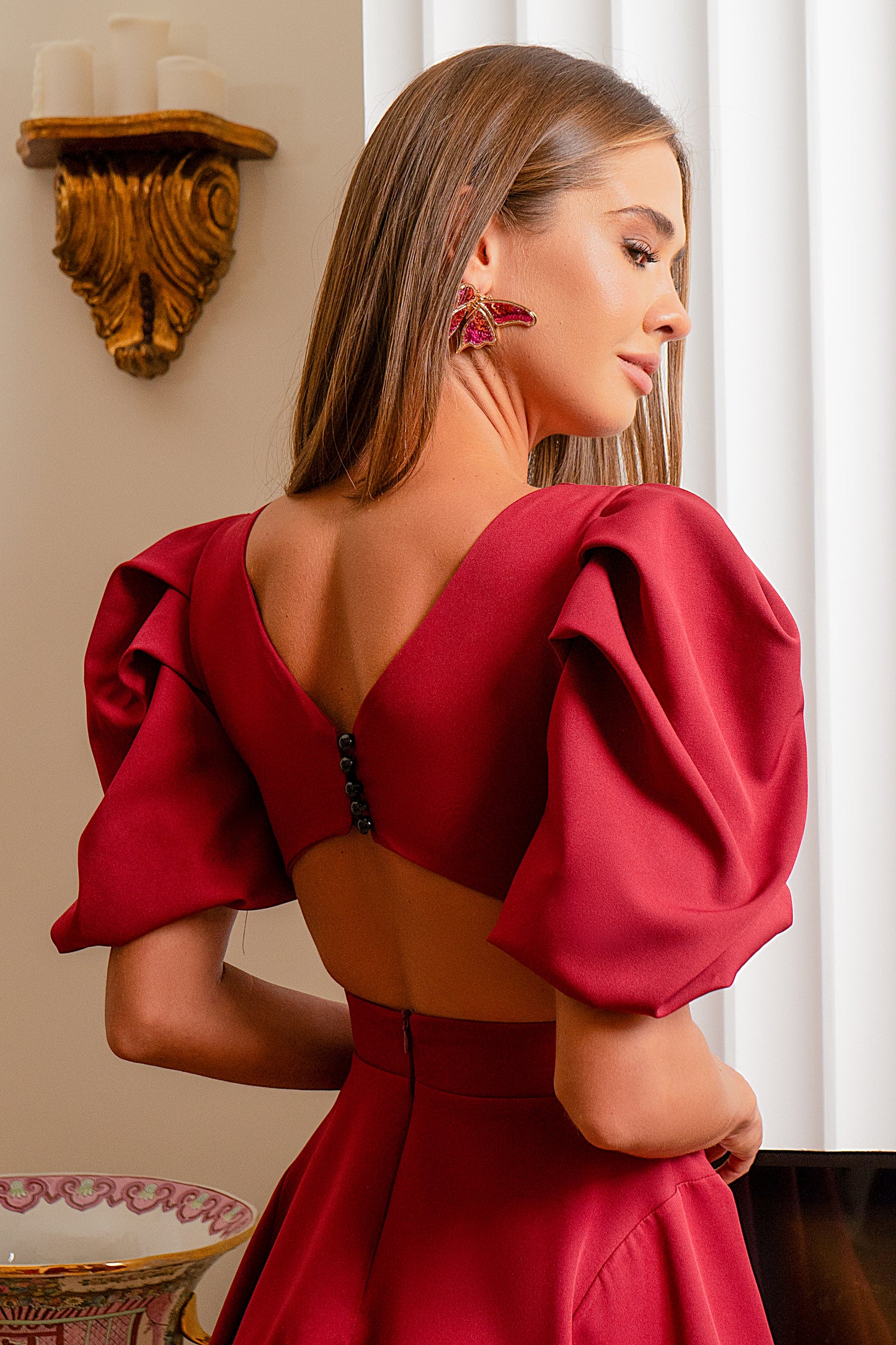 Bordo mini suknelė POLLY