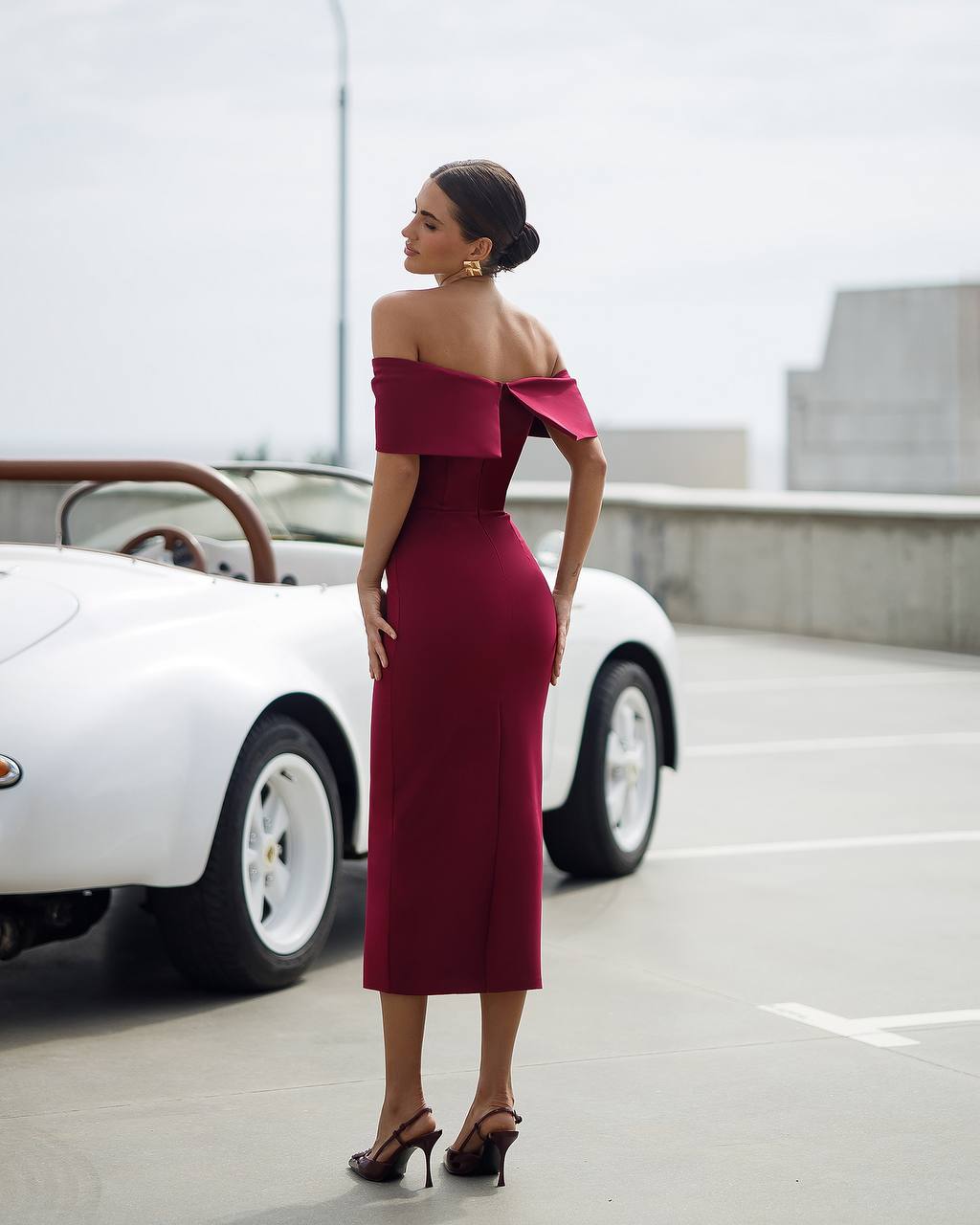 Bordo midi suknelė CAMILLE