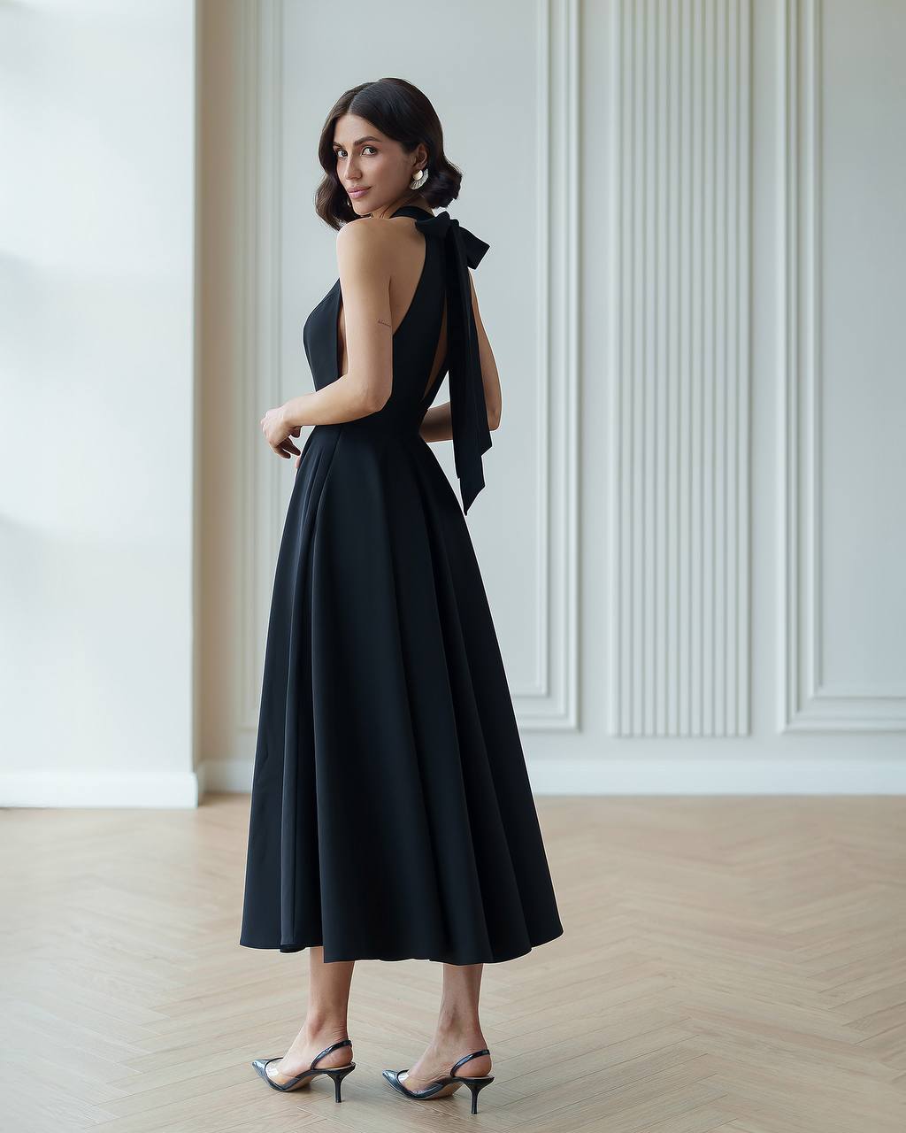 Juoda midi suknelė PAIGE