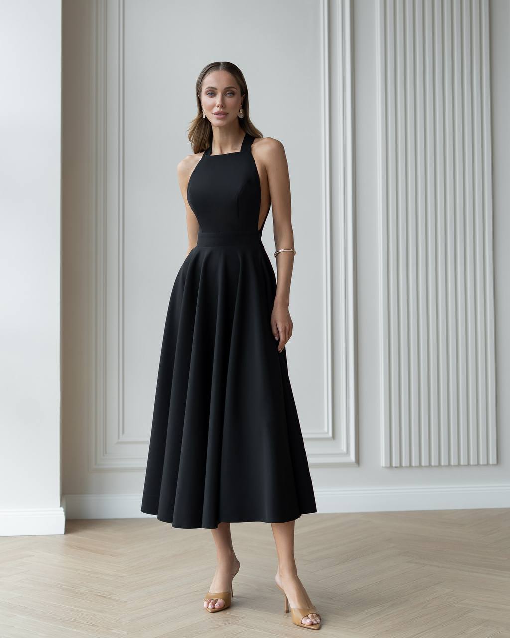 Juoda midi suknelė PAIGE