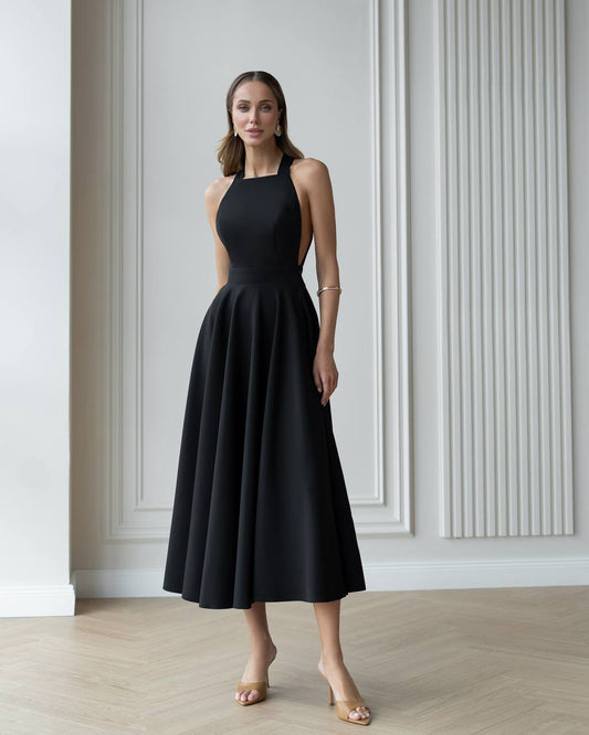 Juoda midi suknelė PAIGE