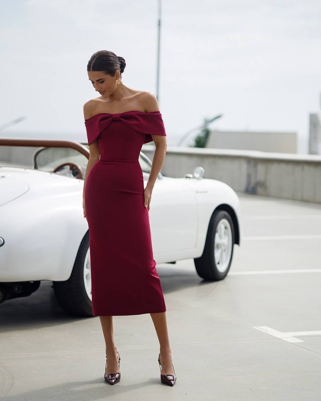 Bordo midi suknelė CAMILLE