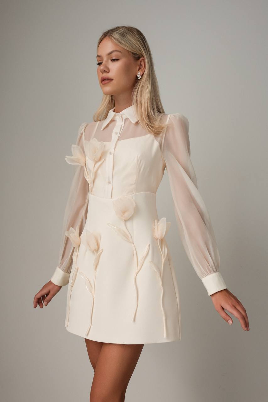 Kreminė mini suknelė ELMIRE