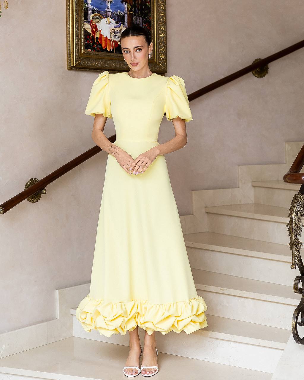 Geltona midi suknelė LEYLA