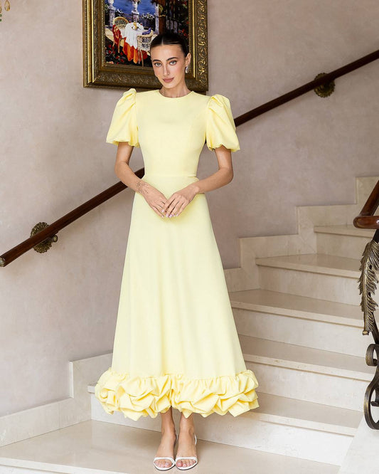 Geltona midi suknelė LEYLA