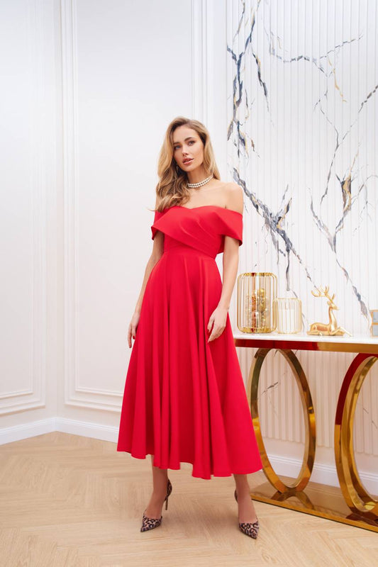 Raudona maxi suknelė TORI