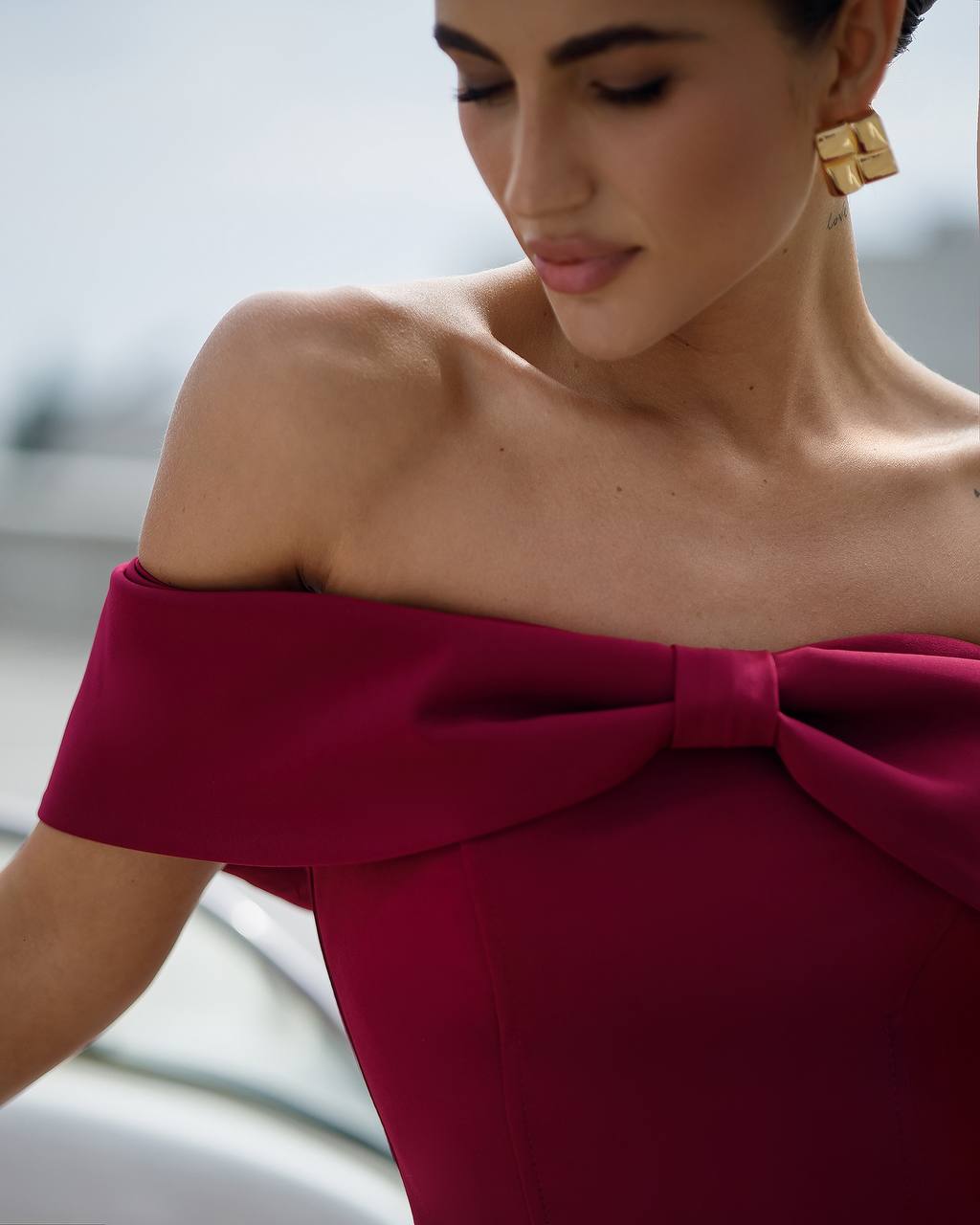 Bordo midi suknelė CAMILLE