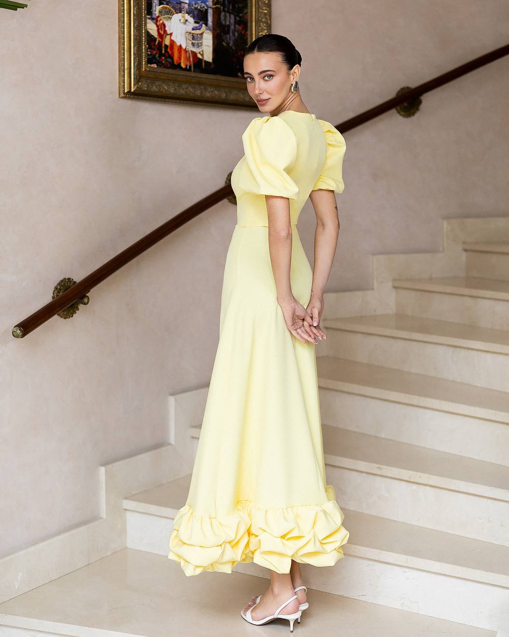 Geltona midi suknelė LEYLA