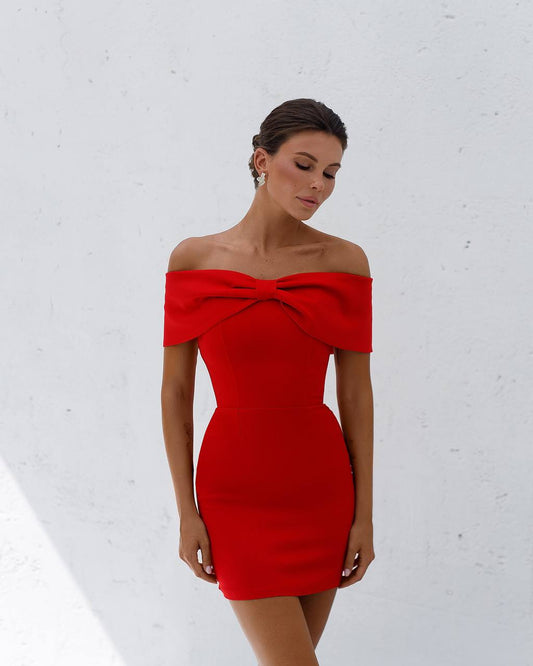 Raudona mini suknelė CAMILLE