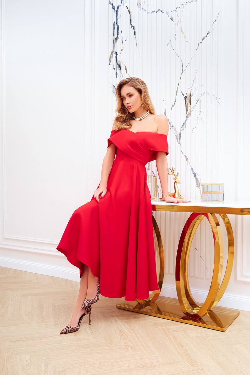 Raudona maxi suknelė TORI