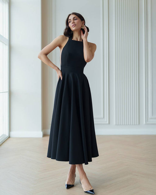 Juoda midi suknelė PAIGE